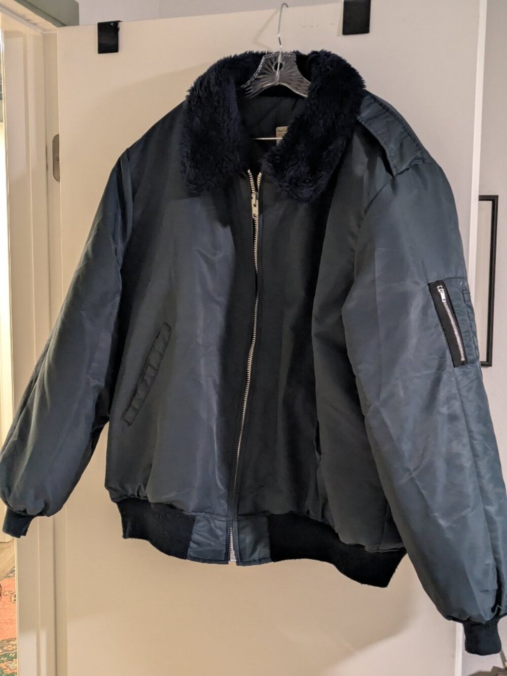 Vintage WearGuard Bomber Jacket With Faux Fur Collar 2XL